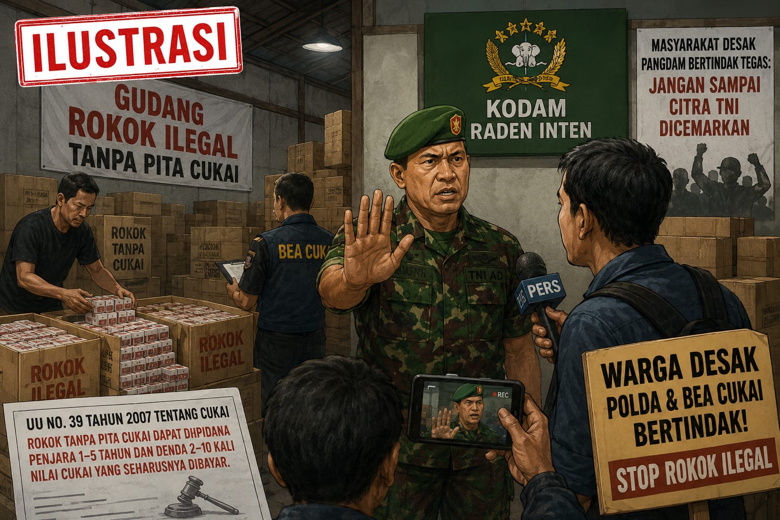 Rokok Ilegal Lampung Diduga Dibekingi Oknum Kodam, Warga Desak Pangdam dan Polda Bertindak Tegas
