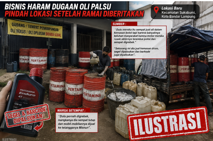 Bisnis Haram Dugaan Oli Palsu di Lampung Diduga Pindah Lokasi, Publik Desak Polda Bertindak