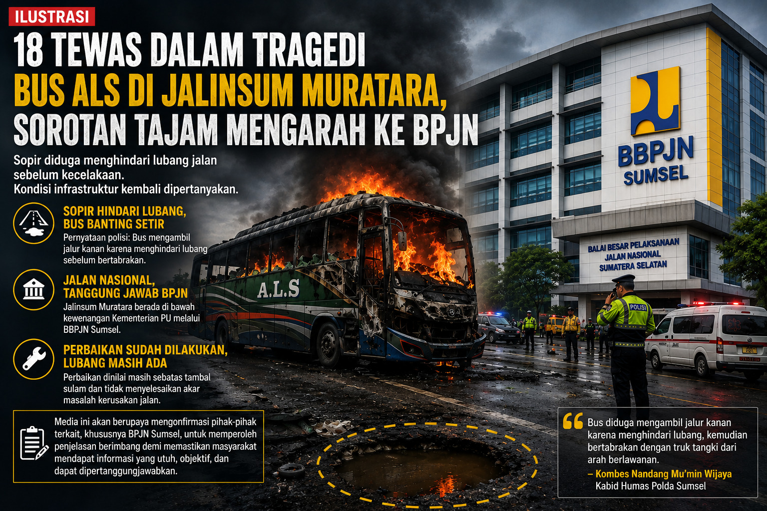 18 Tewas dalam Tragedi Bus ALS di Jalinsum Muratara, Sorotan Tajam Mengarah ke BPJN
