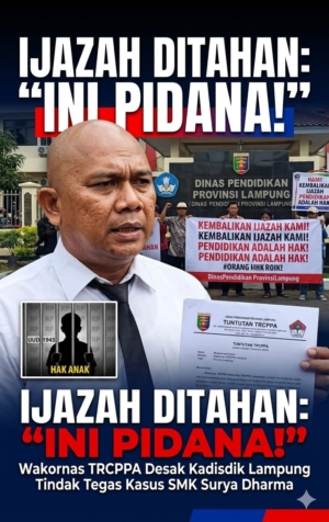 Penahanan Ijazah Siswa Disorot, TRCPPA Indonesia Desak Disdik Lampung Intervensi Kasus Alumni SMK Surya Dharma