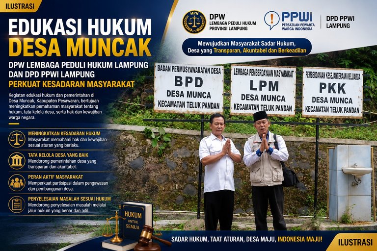 Perkuat Kesadaran Hukum Warga, DPW LPH Lampung dan DPD PPWI Lampung Gelar Edukasi Pemerintahan di Desa Muncak