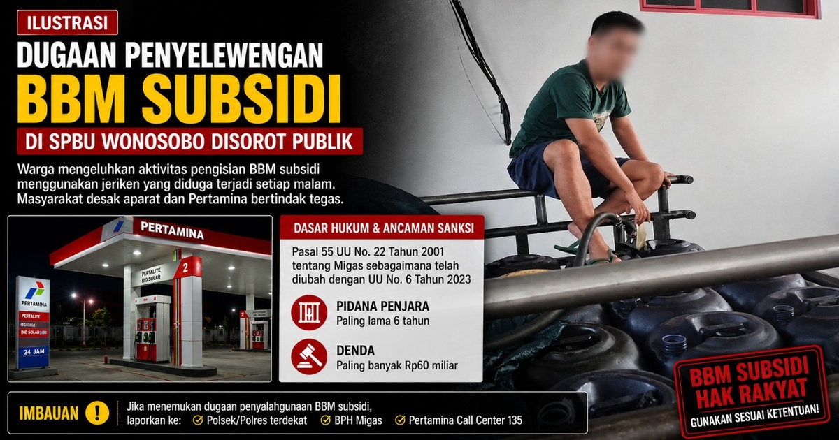 Dugaan Penyelewengan BBM Subsidi di SPBU Wonosobo Disorot Publik, Warga Desak Aparat dan Pertamina Bertindak