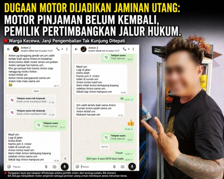 Motor Pinjaman Diduga Dijadikan Jaminan Utang, Ketua RT di Cirebon Belum Penuhi Janji Pengembalian