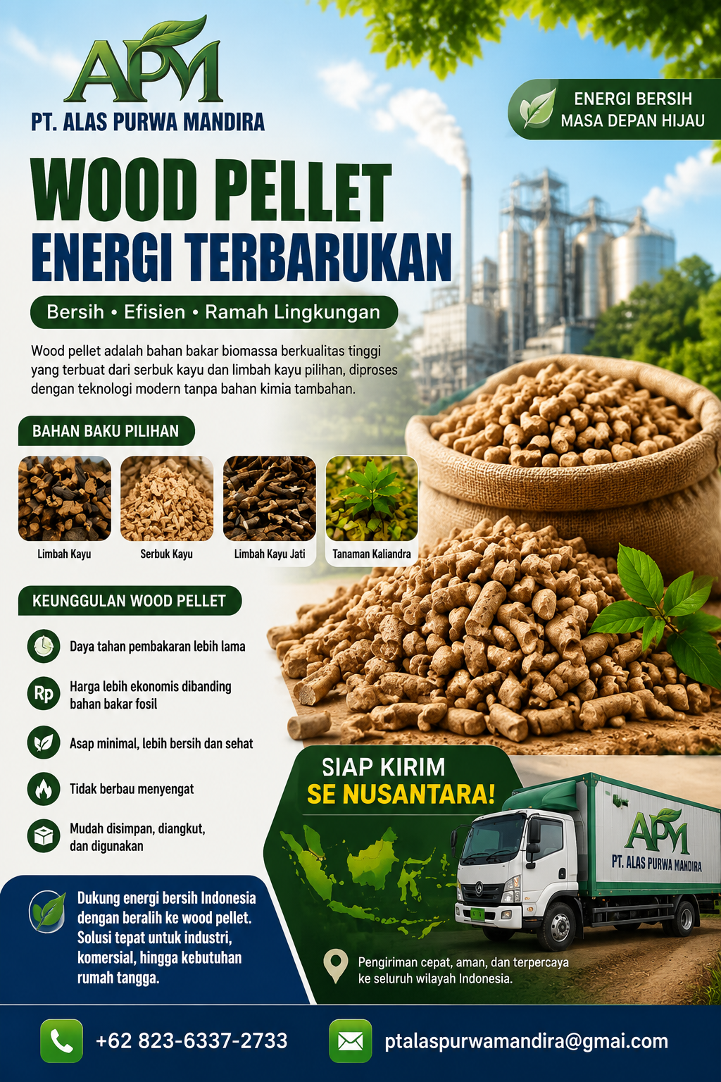 Wood Pellet PT. Alas Purwa Mandira Siap Kirim Se Nusantara, Solusi Energi Terbarukan untuk Industri dan Rumah Tangga
