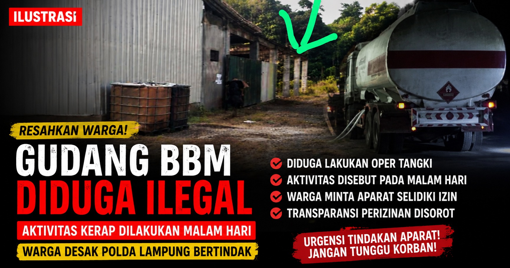 Polda Lampung Didesak Selidiki Dugaan Gudang BBM Ilegal, Transparansi Perizinan Jadi Sorotan