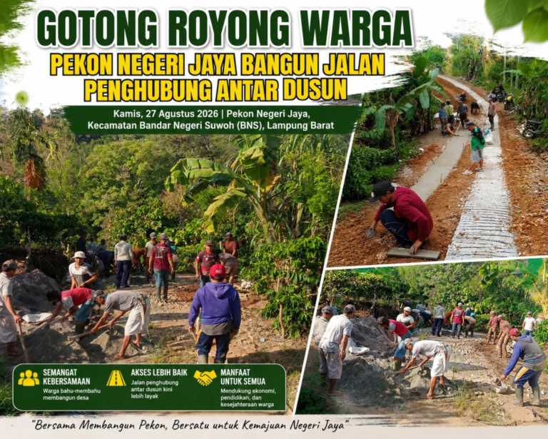 Warga Pekon Negeri Jaya Antusias Gotong Royong Bangun Jalan Penghubung Antar Dusun