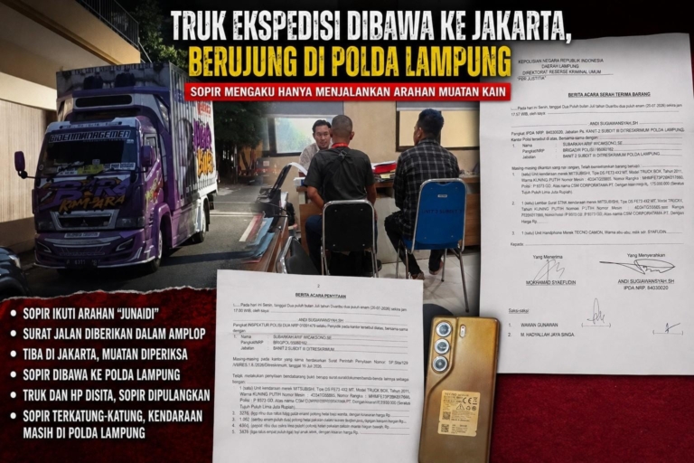 Syaefudin Terkatung-katung di Lampung, Truk Ekspedisi Masih Berada di Polda Lampung