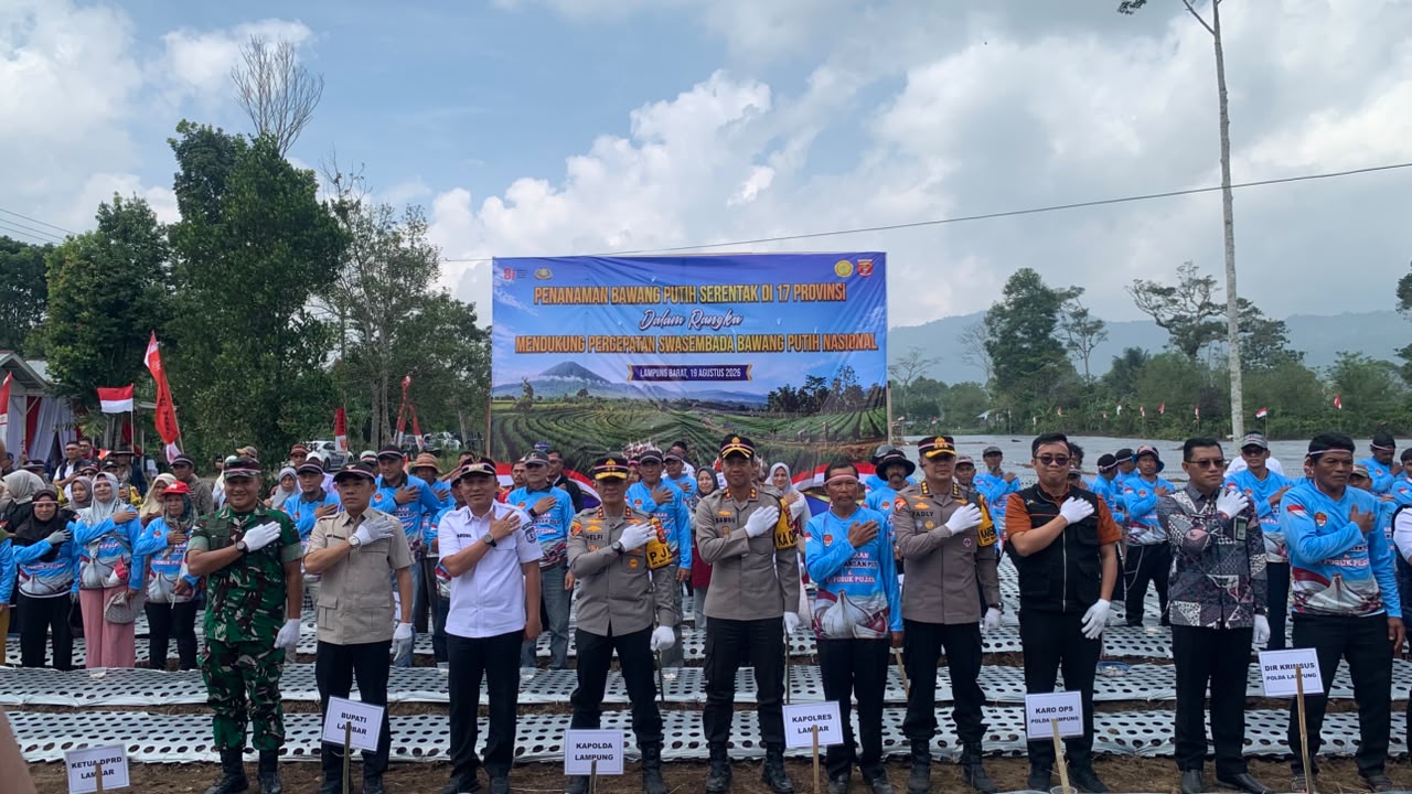 Penanaman Bawang Putih Serentak di Lampung Barat, Polres dan Polda Lampung Perkuat Swasembada Pangan