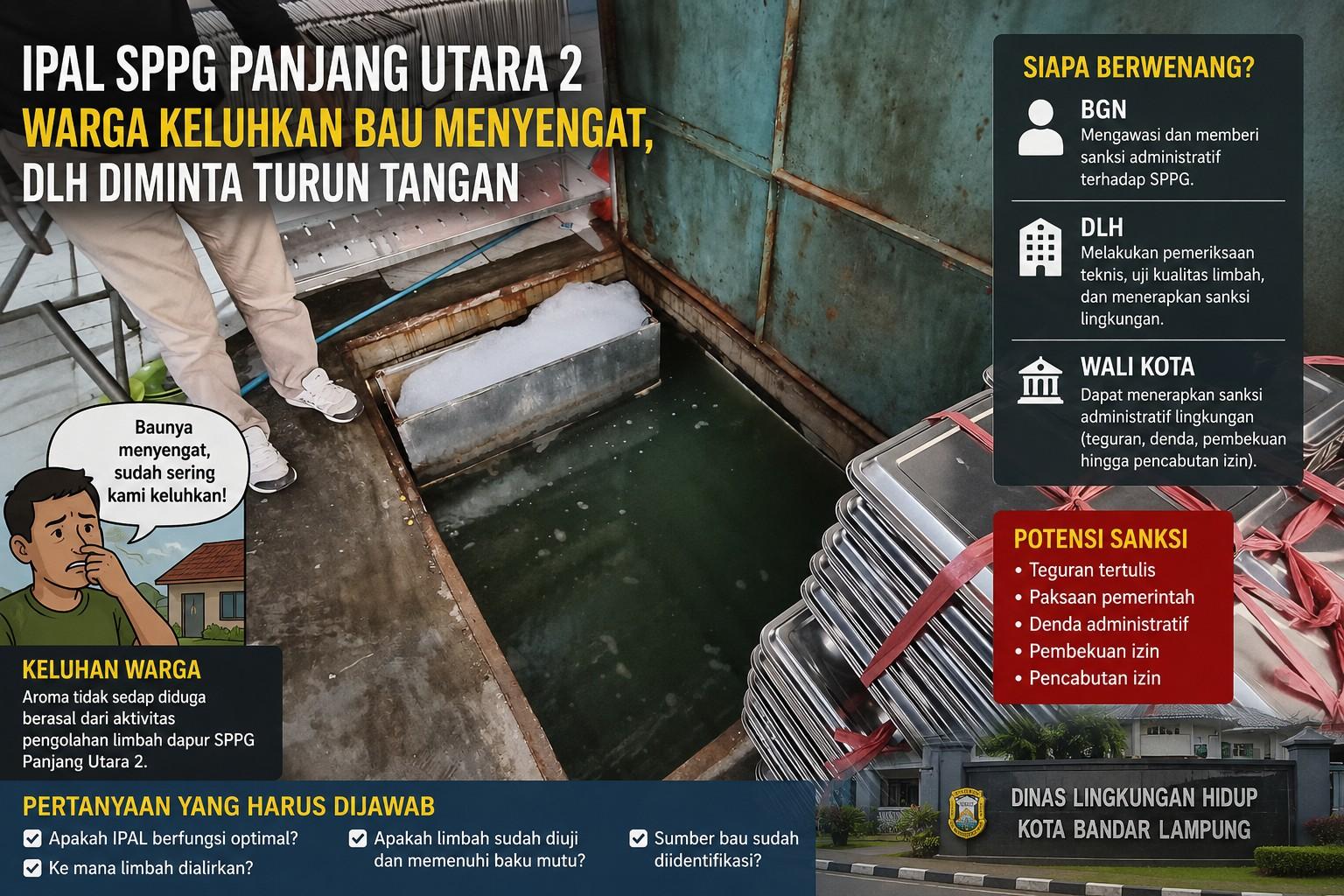 IPAL SPPG Panjang Dipersoalkan, DLH Bandar Lampung Didorong Uji Limbah dan Telusuri Sumber Bau