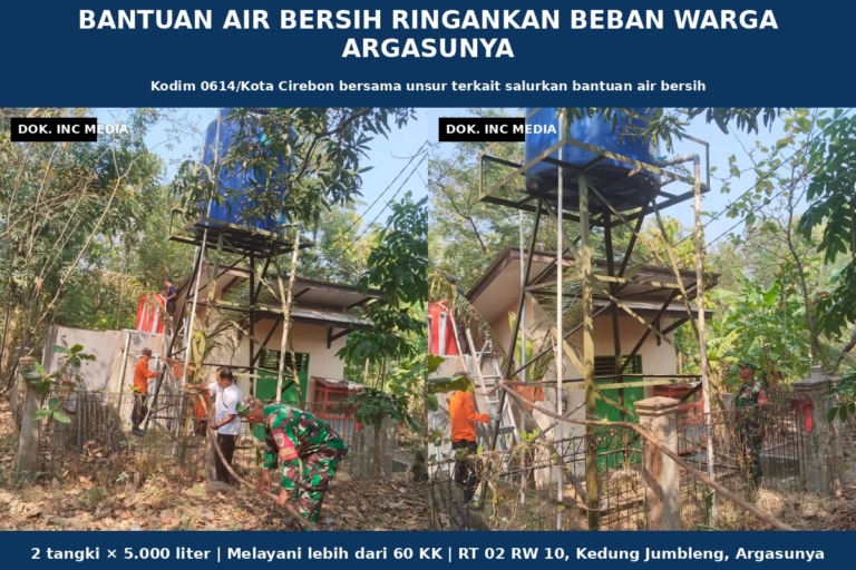 Bantuan Air Bersih Ringankan Beban Warga Argasunya, Kodim 0614/Kota Cirebon Perkuat Sinergi