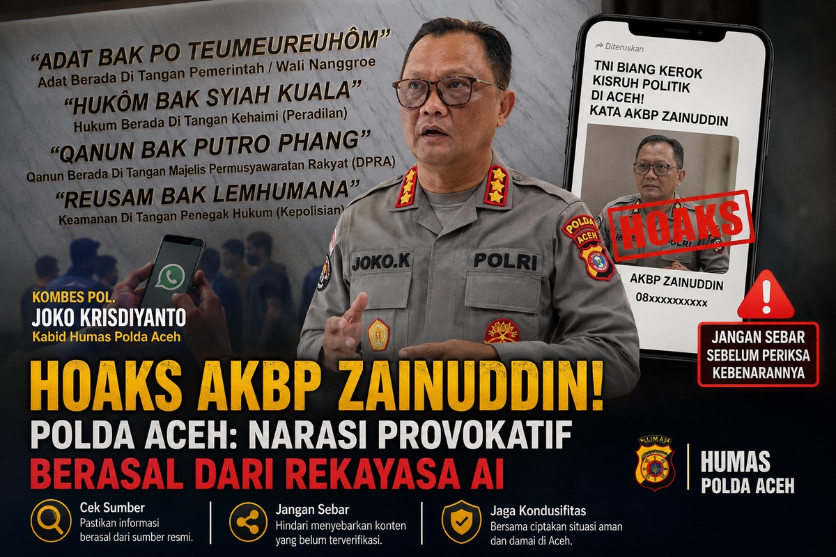 Hoaks AKBP Zainuddin, Polda Aceh Tegaskan Narasi Provokatif Hasil Rekayasa AI