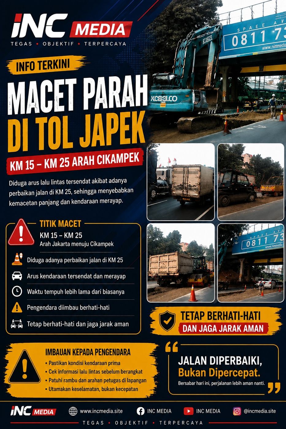 Kemacetan Tol Jakarta-Cikampek Mengular, Arus Arah Cikampek Merayap hingga KM 25