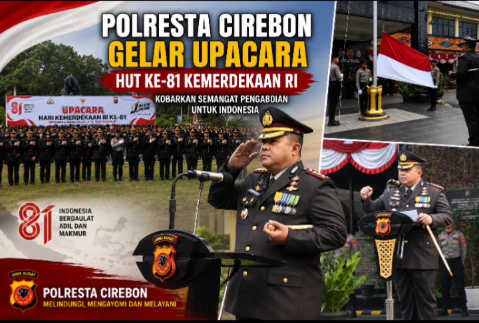 Polresta Cirebon Gelar Upacara HUT ke-81 Kemerdekaan RI, Perkuat Semangat Pengabdian