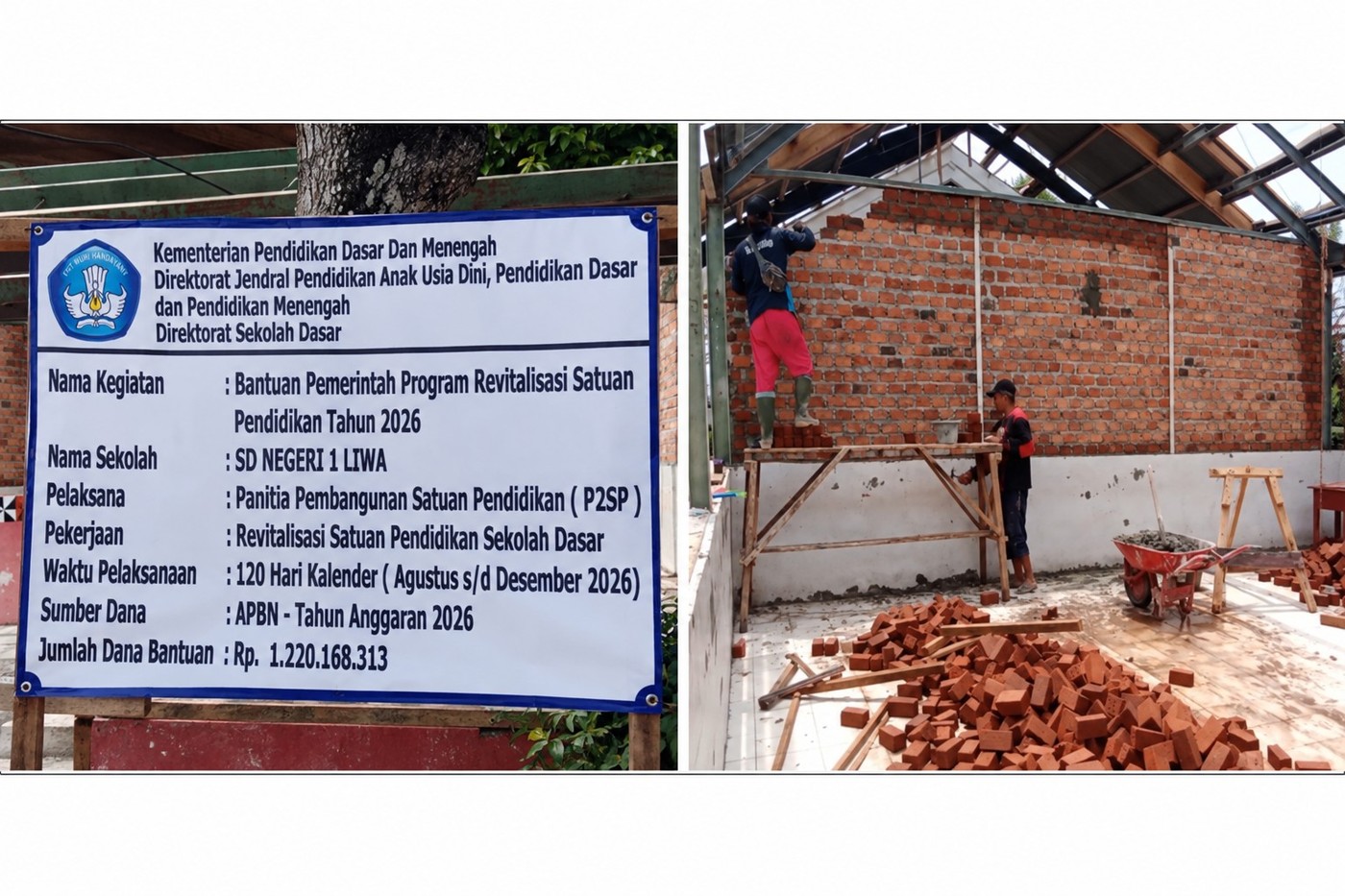 Proyek Revitalisasi SDN 1 Liwa Rp1,22 Miliar Disorot, Mekanisme Swakelola Dipertanyakan