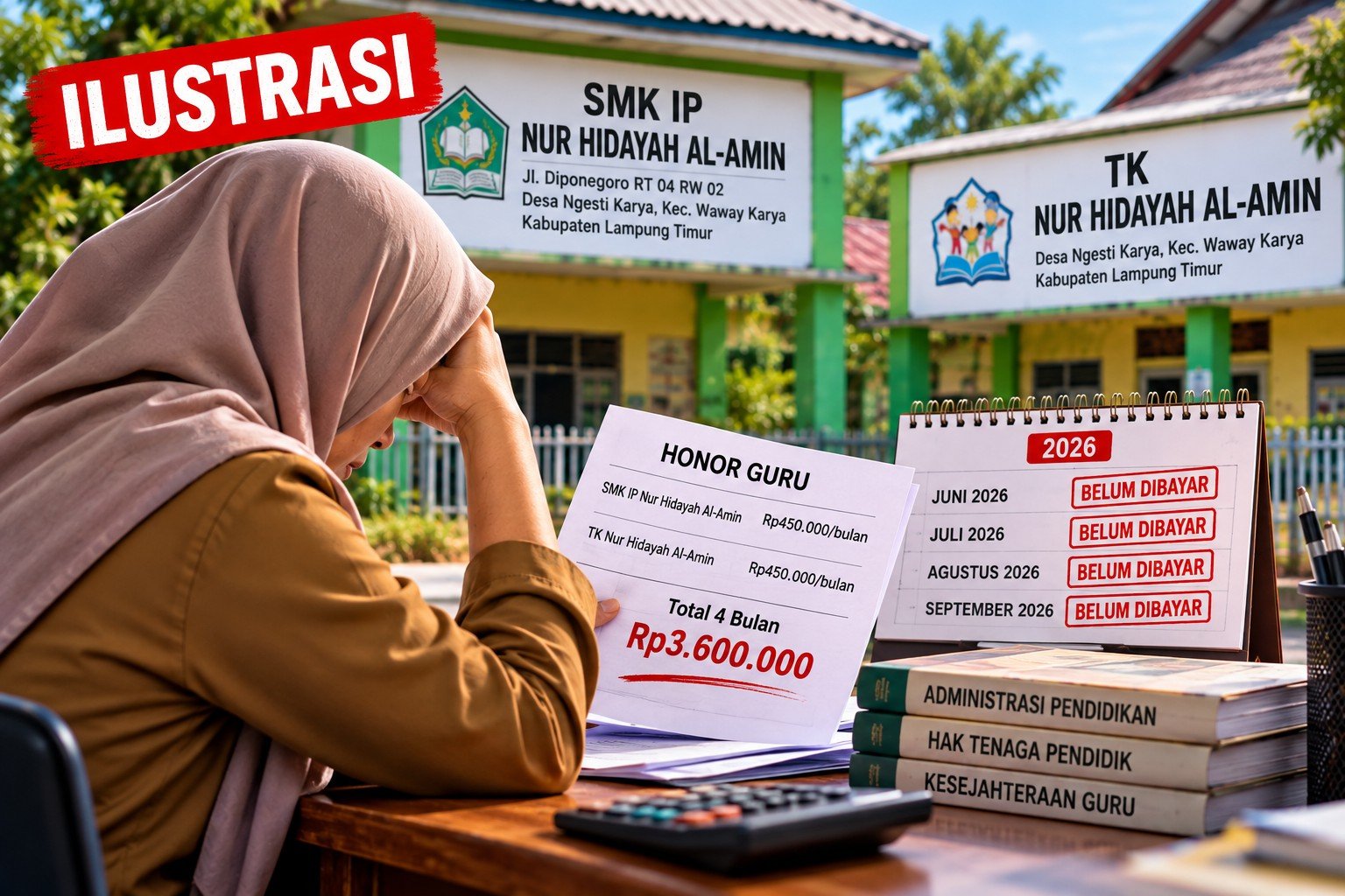 Gaji Guru Honorer Al-Amin Empat Bulan Belum Dibayar, Total Rp3,6 Juta