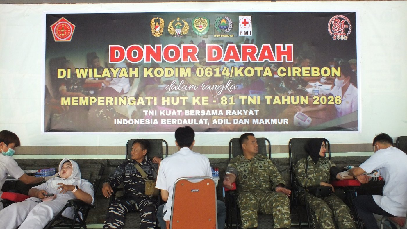 Donor Darah HUT ke-81 TNI, Kodim 0614 Cirebon Libatkan TNI-Polri hingga Pelajar