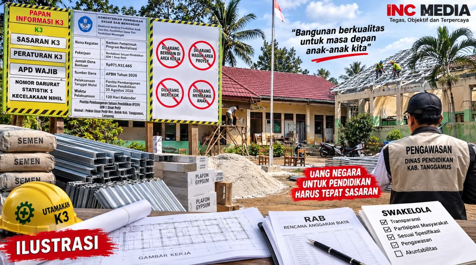 Revitalisasi SDN 1 Sinar Petir: Kepsek Bantah Material Tak Sesuai, Dinas Pendidikan Diminta Buka Pengawasan