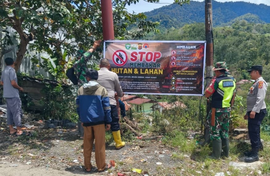 Karhutla Aceh Tengah: Polres Pasang Spanduk dan Sisir 14 Kecamatan Cegah Kebakaran