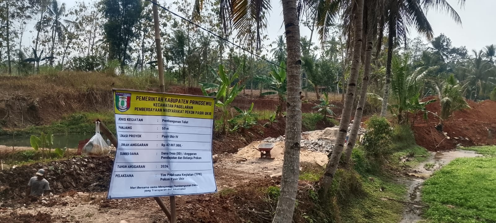 TPT Pekon Pasir Ukir Dibangun dari Dana Desa Rp42,8 Juta, Atasi Luapan Air ke Badan Jalan